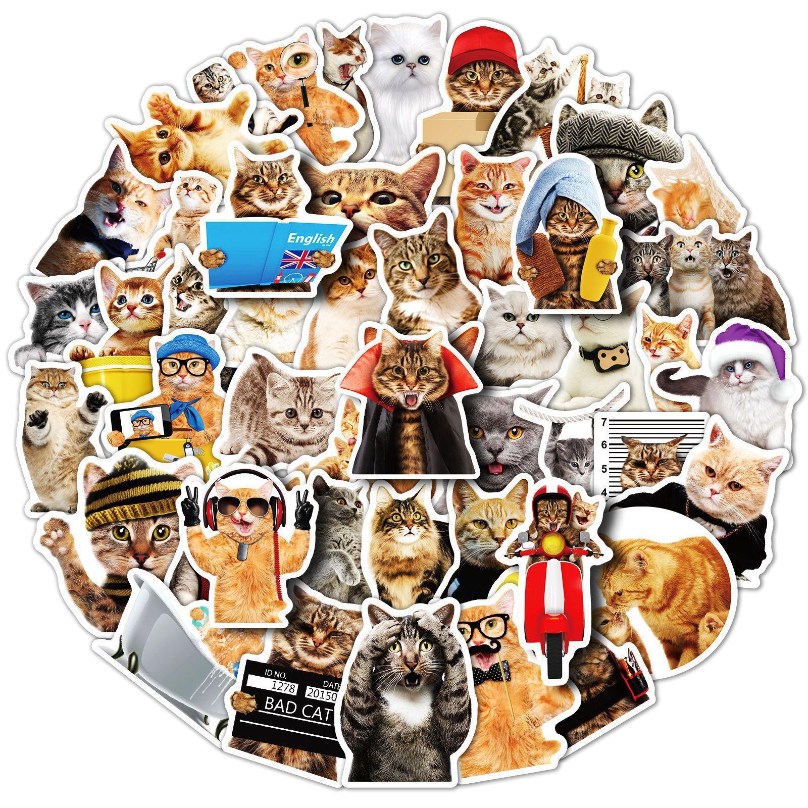 200 Реалистичных наклеек с котами для Леса Реалистичные котята Самоклеящиеся ПВХ Водонепроницаемые наклейки для блокнота
