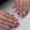 Red Petal French Ombre Almond-shaped Wearable Nails