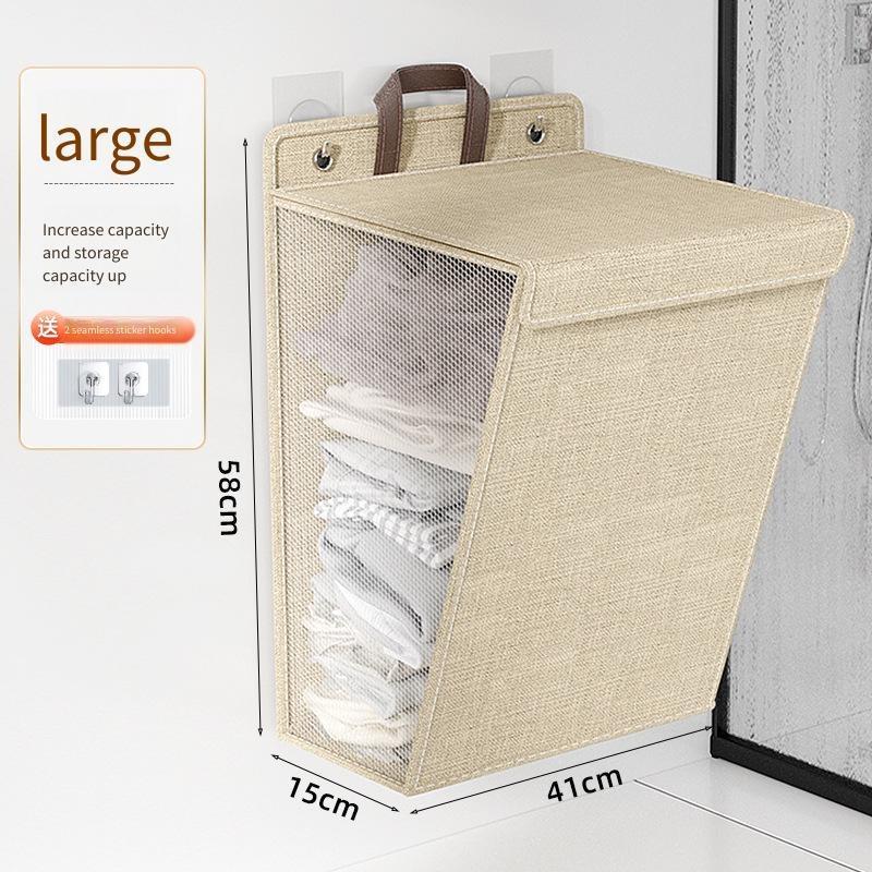 Wäschekorb Faltbar Haushalt Schlafsaal Multifunktional Aufbewahrung Hängende Kleidung Moderner Minimalismus Grau und Beige
