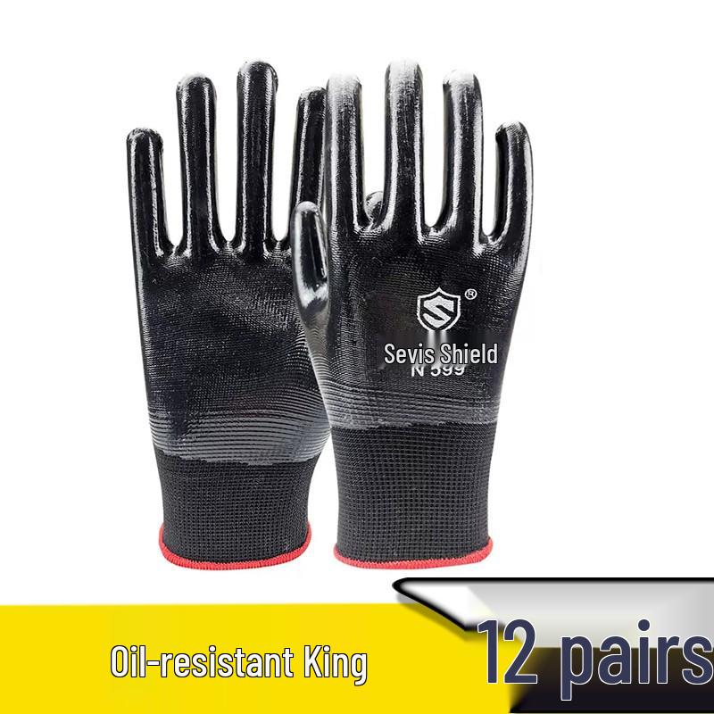 Men's Durable Anti-Slip Work Gloves - Cut-Resistant, Odor-Proof, Glass Handling, Thickened Rubber Protection