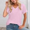 Women's short-sleeved T-shirt solid color design summer tops soft texture comfortable breathable personality daily wear
