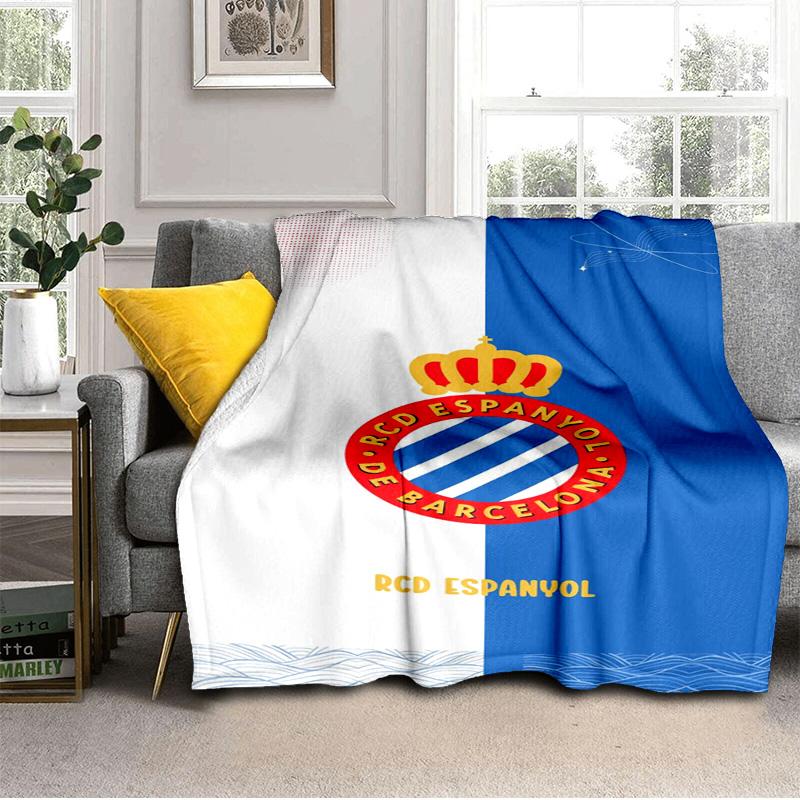 Real Sociedad Logo Ontwerp Deken Outdoor Flanellen Deken voor Kamperen, Wandelen, Tuinfeesten, Picknick Benodigdheden, cadeau voor familie en vrienden