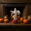 Decorative Figurine for Halloween Swirling Ghost Pumpkin Yard Lamp, Lighted Spooky Statue, Warm LED Outdoor Creepy Party Props Decor, Fall Autumn