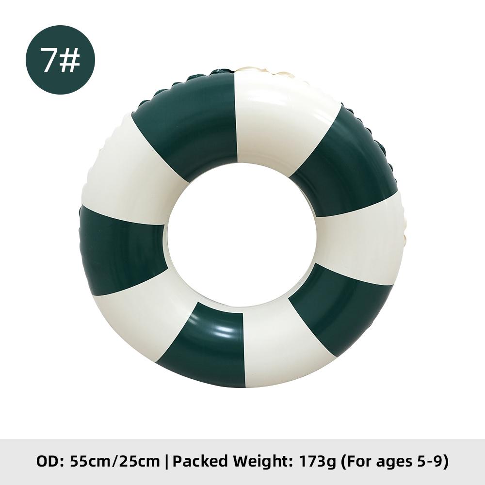 Summer Multicolor Striped Inflatable Swim Ring Thick PVC Leakproof Portable Foldable Pool Float Swimming Circle for Adults Kids