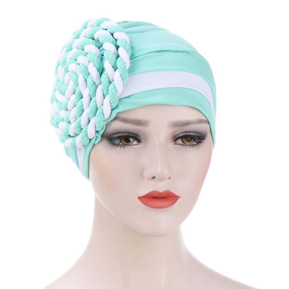 two-color trendy India turban bonnet arab wrap head scarf ready to wear hijab hat muslim headdress woman Inner hijab caps