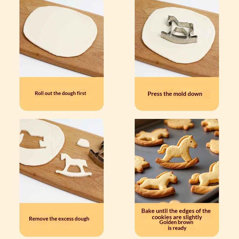 2026 Horse Cookie Cutter Mould Stainless Steel Rocking Horse Shapes Biscuit Mold Fondant Pastry Decor Baking Tools