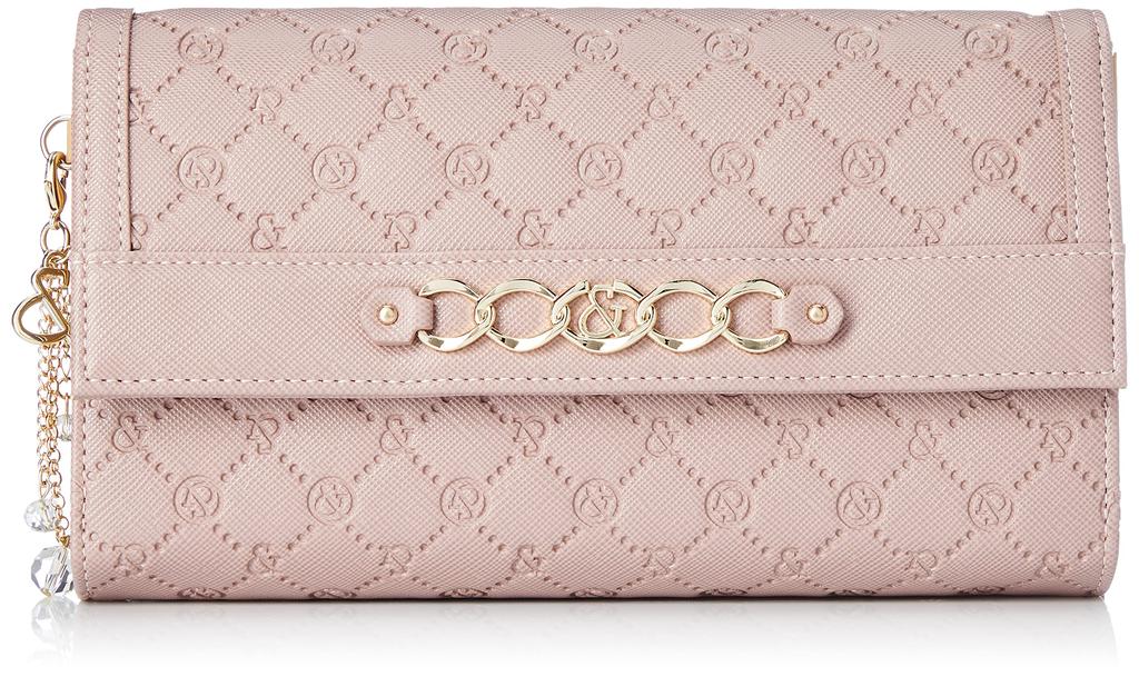 And Overlap Long Wallet Enamel Gloss Logo Embossed Brooch Included Gorgeous Card Storage Large Capacity PDLWDAT1 Pink [Pinky Diane] [General]