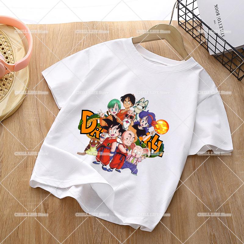 Anime Dragons Ball Children TShirts Cartoon Son Goku Short Sleeves Top Girl Boy Summer Crew Neck Tee Shirts Casual Kids Clothes