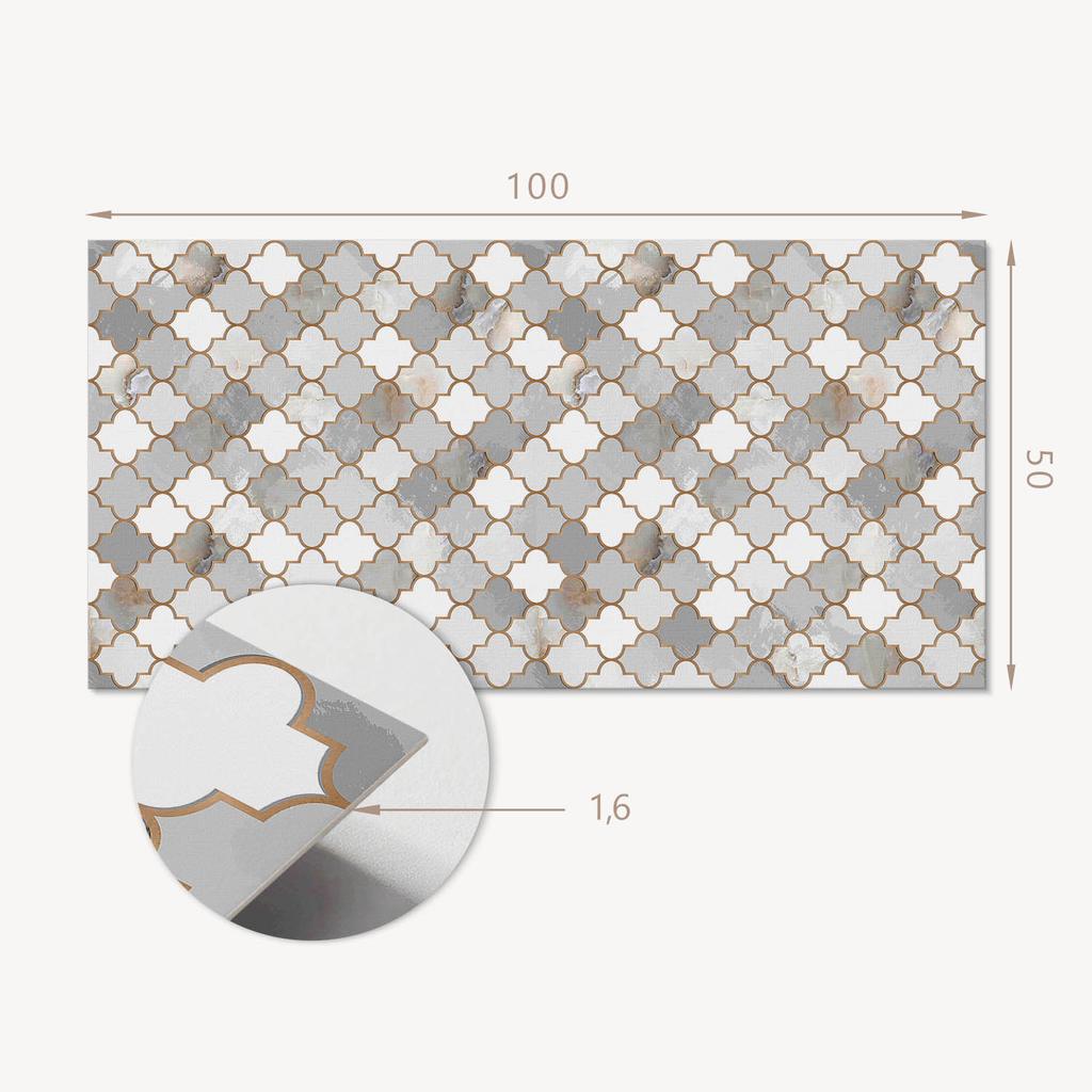 Vinyl Wall Panel with Print for Dining Room 100X50 Cm Mosaic Pattern with Shapes