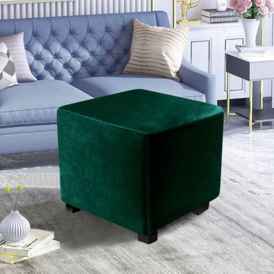 Stool Cover Stretchable Slipcover Stain-resistant Square Footstool Protection Cover for Home Furniture Decoration
