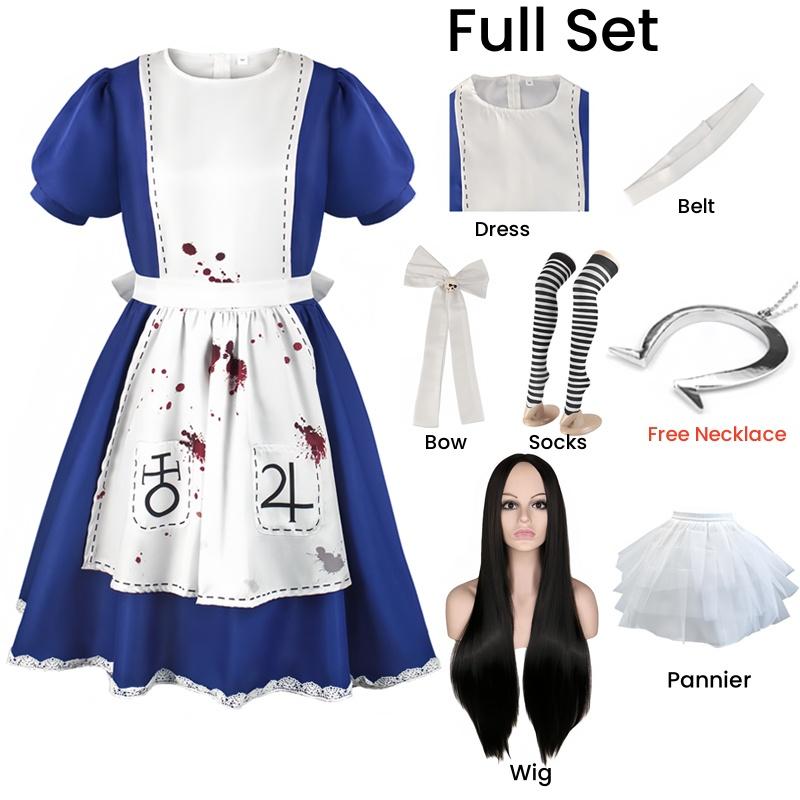 Anime Alice Princess Dress Maid Apron Dress Game Madness Alice Cosplay Costume For Women Girls Halloween Party