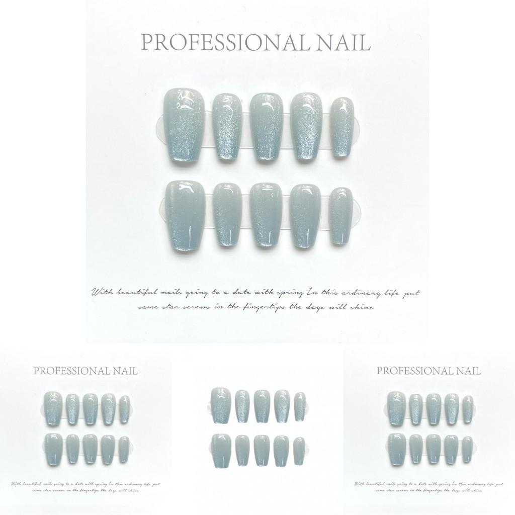 Eisblaue Katzenaugen-Nagelsticker Kleine, mittlere und extra kleine Größen Süß-würdiger Blush-Stil