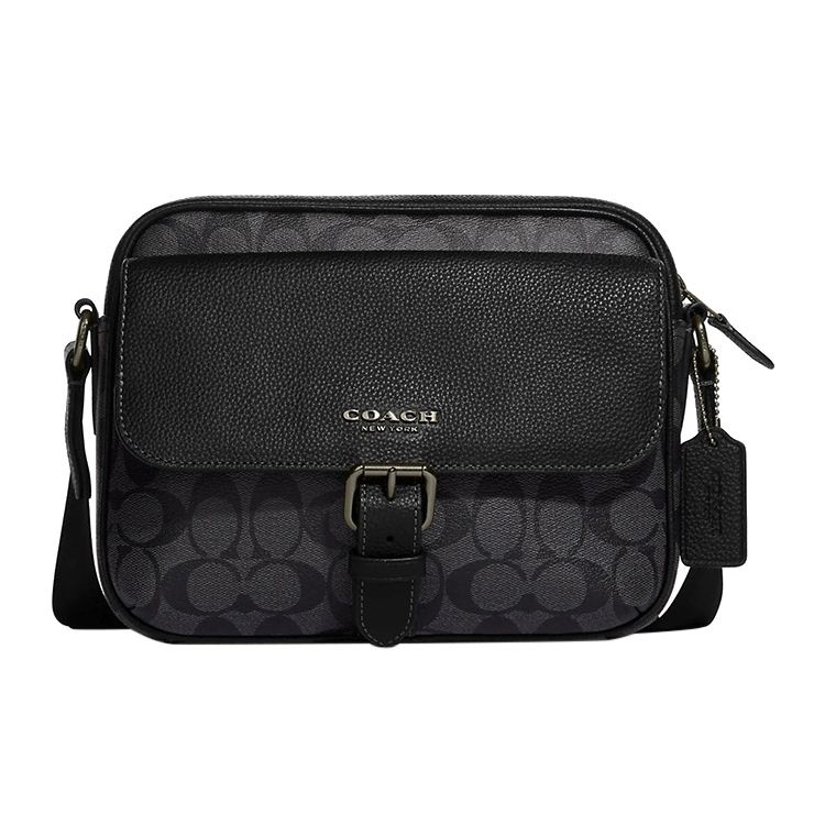 

Coach Signature Canvas Camera Crossbody Bag With Leather Trim For Men Daily Use Basic Set (Bag+Dust Bag)