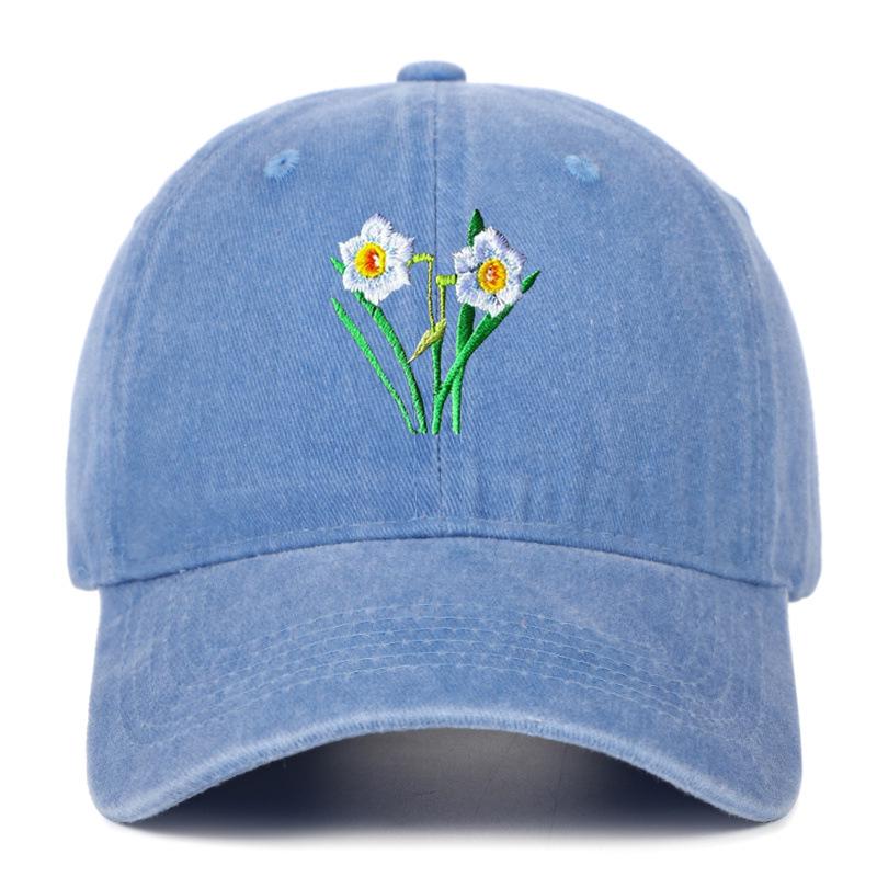 Men's Retro Washed Cotton Embroidered Distressed Dad Baseball Cap with Soft Brim