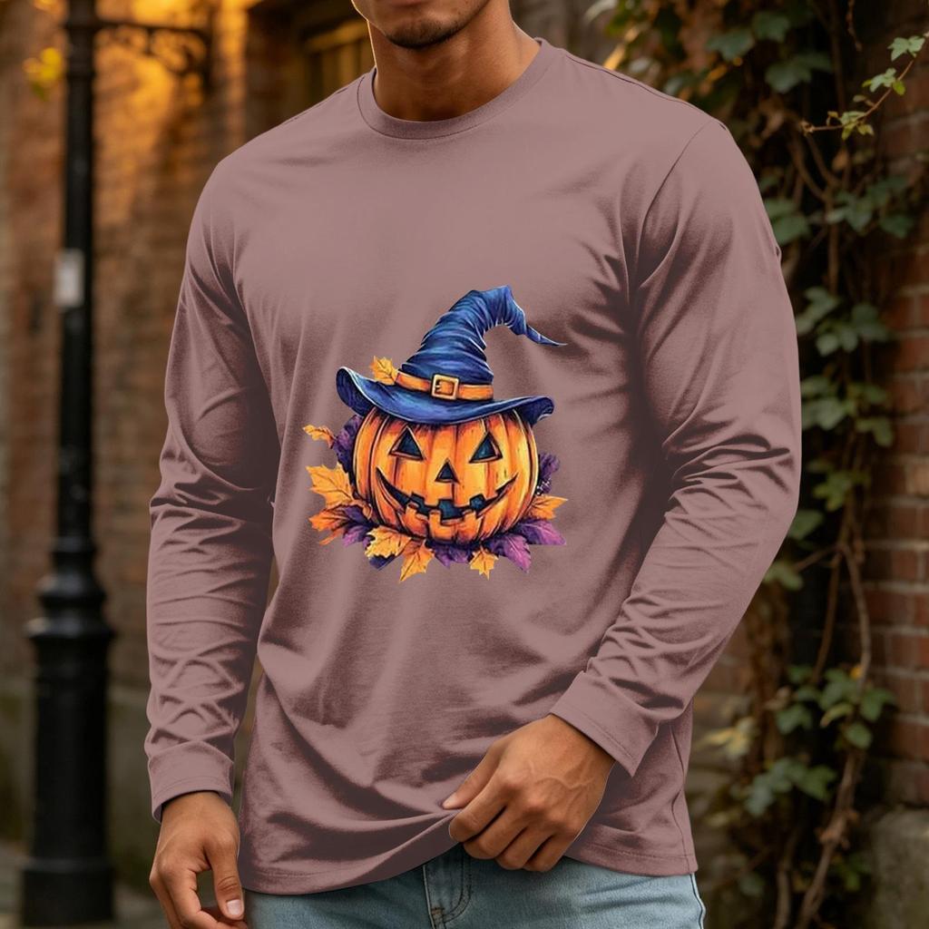 T-shirt Pull Longues Manches Col Rond Décontracté pour Homme pour Fête et Vacances d'Halloween