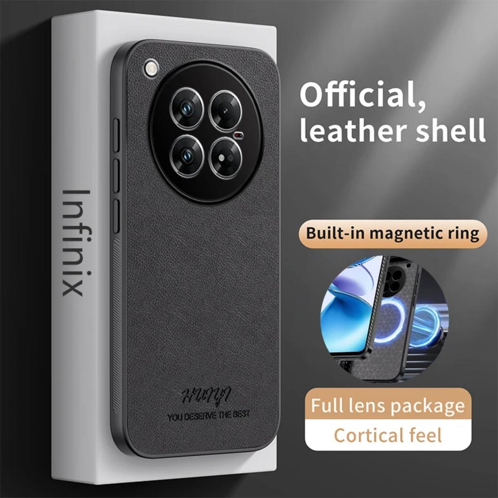 Leather Case for Infinix Zero 40 4G Car Magnetic Holder Full Camera Silicone Protection Phone Cover InfinixZero40 4G X6860 Shell