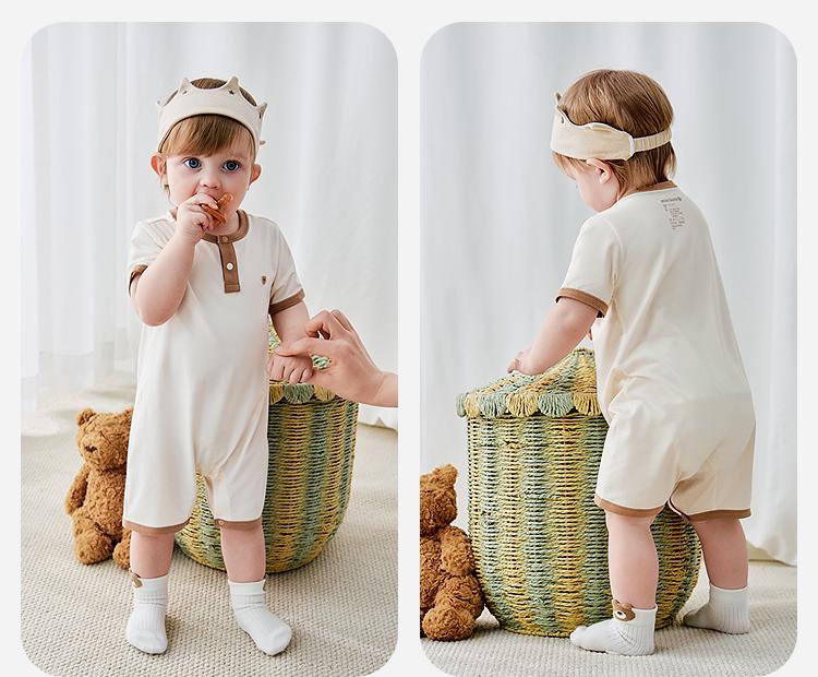 [Ice Cocoa] Mini Balabala Baby jumpsuit with moisture absorption, quick drying, cool feeling, temperature control, men's baby home clothes