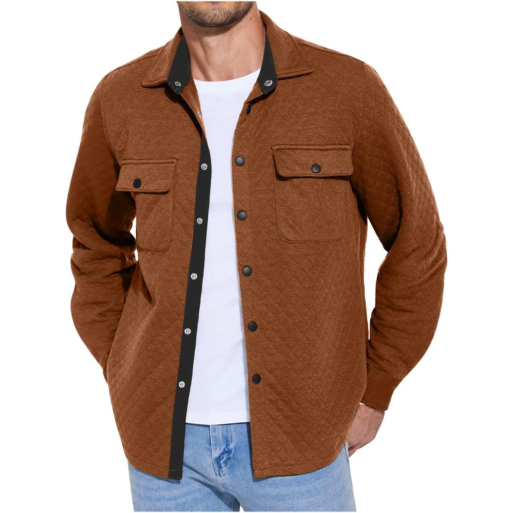 Men's Casual Shirt Jacket Lightweight Shacket Jacket Quilted Button Down Jackets