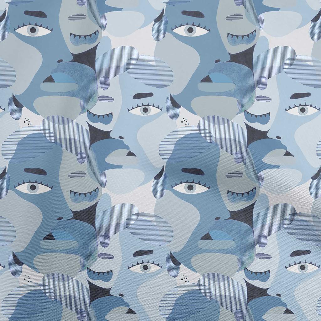 oneOone Cotton Flex Gray Fabric Abstract Face Sewing Fabric By The Yard Printed Diy Clothing Sewing Supplies 40 Inch