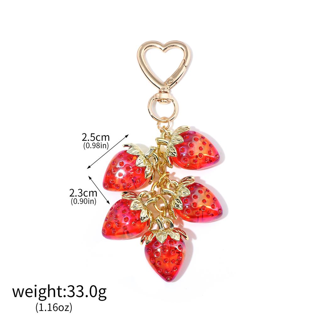 Cute Strawberry Bag Pendant Keychain Kawaii Heart Flower Daisy Key Chain for Women Girs Bag Purse Pendant Accessories Gift