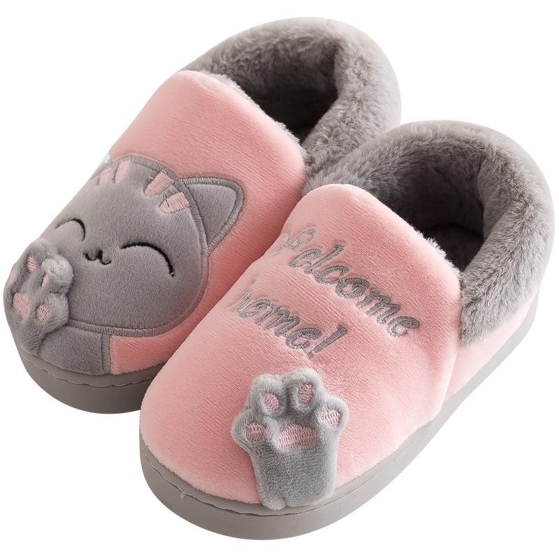 Children's Cartoon Cotton Slippers – Warm Indoor Shoes for Boys and Girls, with Heels for Autumn and Winter