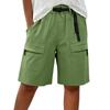 Women Loose Fit Straight Leg Multi Pocket Cargo Shorts with Belt High Waist Elastic Waistband Casual Style Trousers