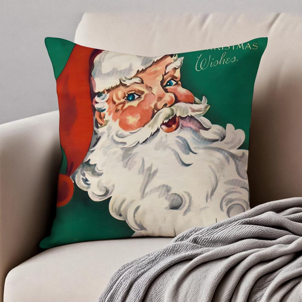 Christmas Cushion Cover Pillowcase Antidustmite Invisible Zipper Short Plush Sofa Cushion