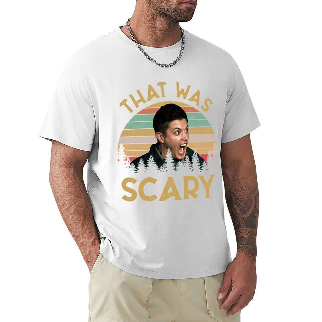 Dean Winchester Supernatural That Was Scary Funny Vintage Retro Tshirt Casual Basic Short Sleeve Tshirt