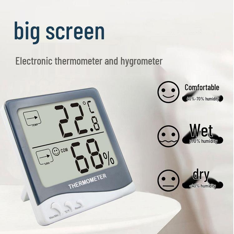 

Kaitai Настенный большой экранный термогигрометр для помещений Temperature & Humidity + Time Card Blister