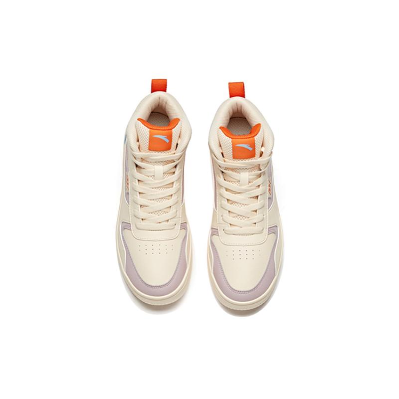 Anta Life Collection Slip-Resistant High-Top Skateboard Shoes Women's White Purple Blue Sneakers 922038010-10