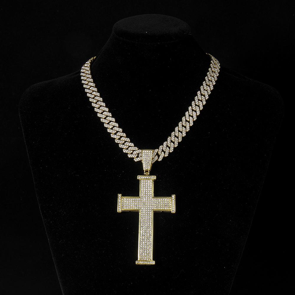 European Popular Full Diamond Pendant Alloy Cuban Chain Hip Hop Necklace 18 inch / 45 cm