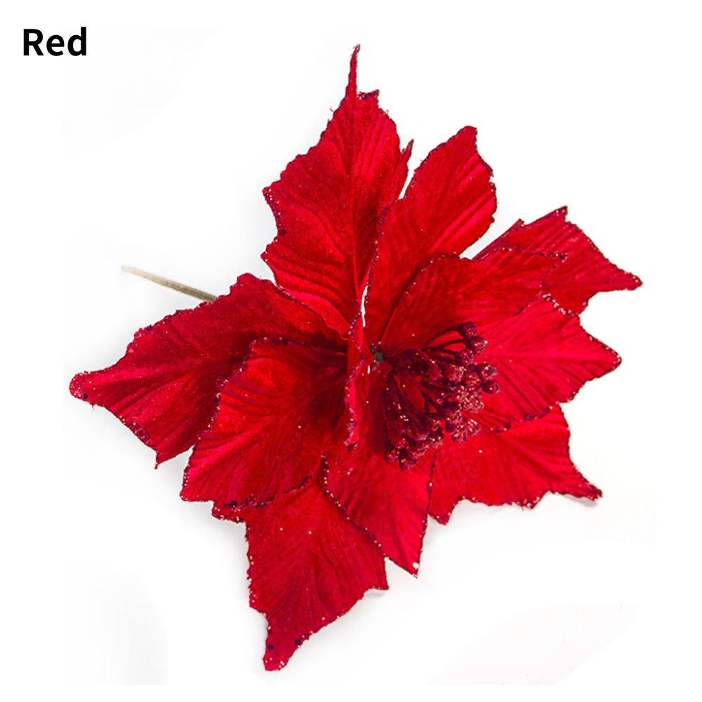 Glitzer-Weihnachtsblumenkopf Rayonblume DIY Weihnachtsbaumdekoration Neujahrsdekoration