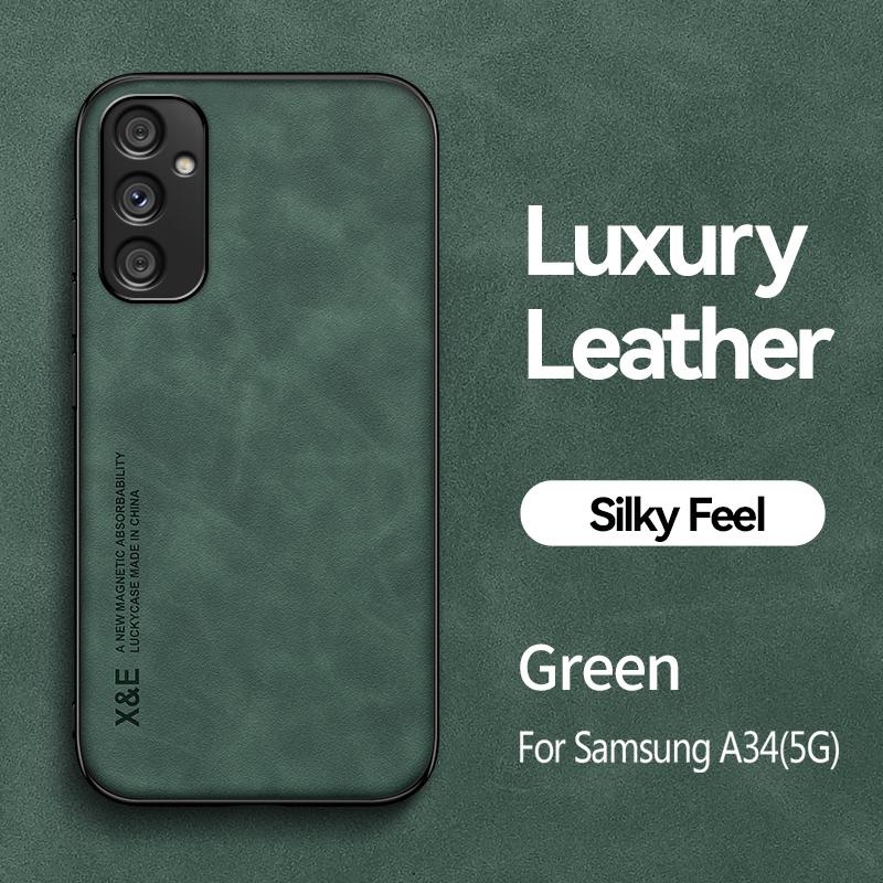For Samsung Galaxy A34 5G Case Luxury Leather Magnetic Holder Phone Case For Samsung A34 A 34 SM-A346M 6.6" Silicone Back Cover