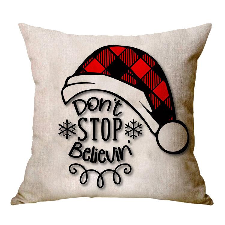 Christmas Decoration Cushion Cover Cartoon Elk Santa Cushion Cover Christmas Pillow Case Linen Decoration Pillow Home Decoration