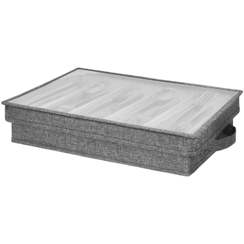 Flatware Storage Case With Lid 5 Compartment Foldable Utensil Storage Box Silverware Storage Box Flatware Storage Divider