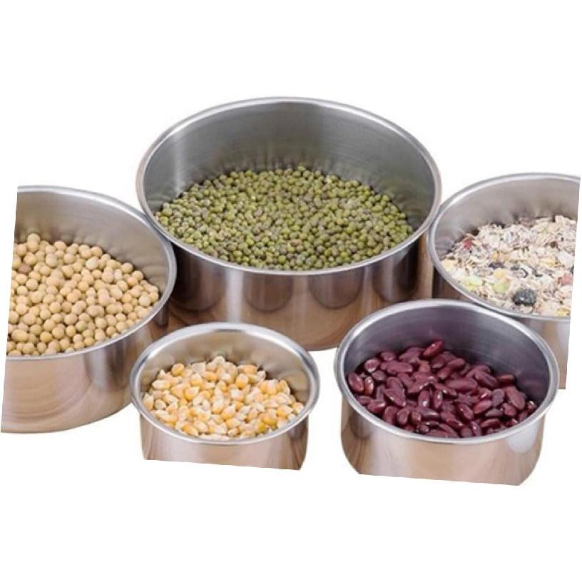 5 Set of Stainless Steel Fresh-Keeping Boxes with Lids, Round Sealed Bowls,Used to hold fruits, vegetables, and snacks kitchen accessories