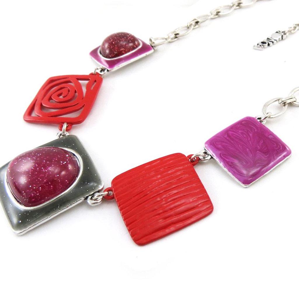 NOA [J2751] - Designer Necklace 'Les Acidulés' Red Pink