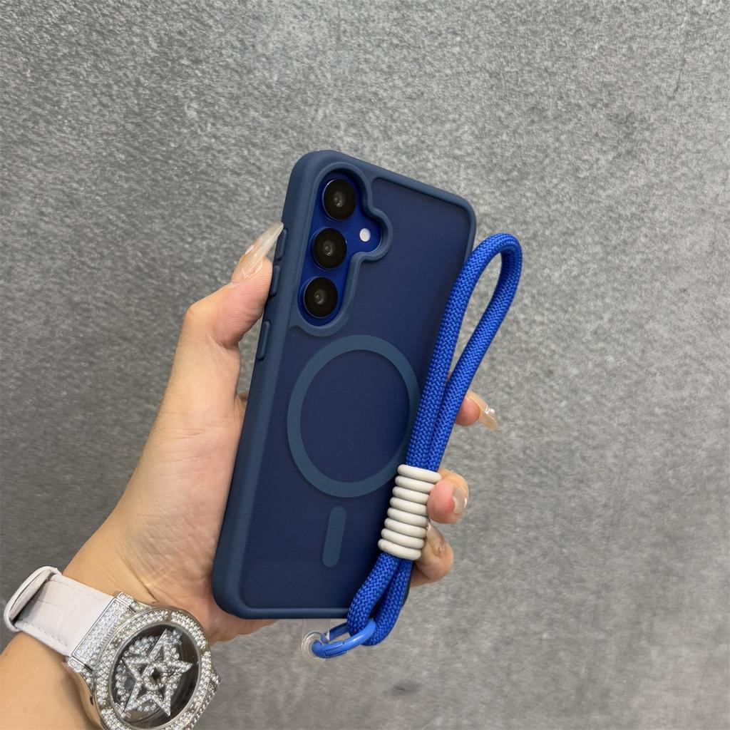 Matte Magnetic Hand Wrist Strap Case for Samsung Galaxy S26 S25 Ultra S24 Plus S23 FE A56 A55 A16 A54 A35 A15 Lanyard Slim Cover