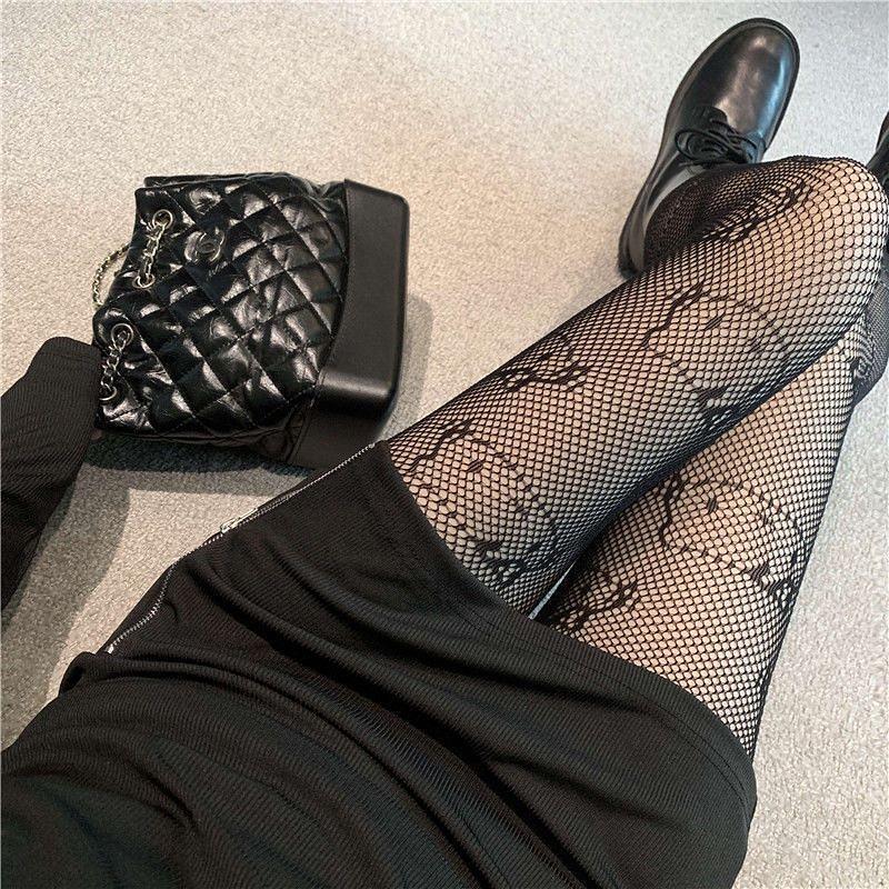 Kitty Y2K Harajuku Black Cat Fishnet Stockings with Hollowed-Out Design