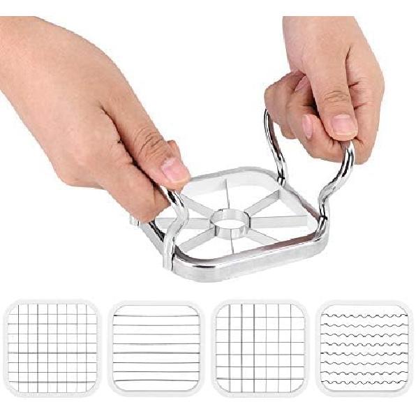 French Fry Maker, 5in 1 Stainless Steel Potatoes Fruit Cutter Chipper Chopper Maker French Fry Tool Kitchen Gadgets