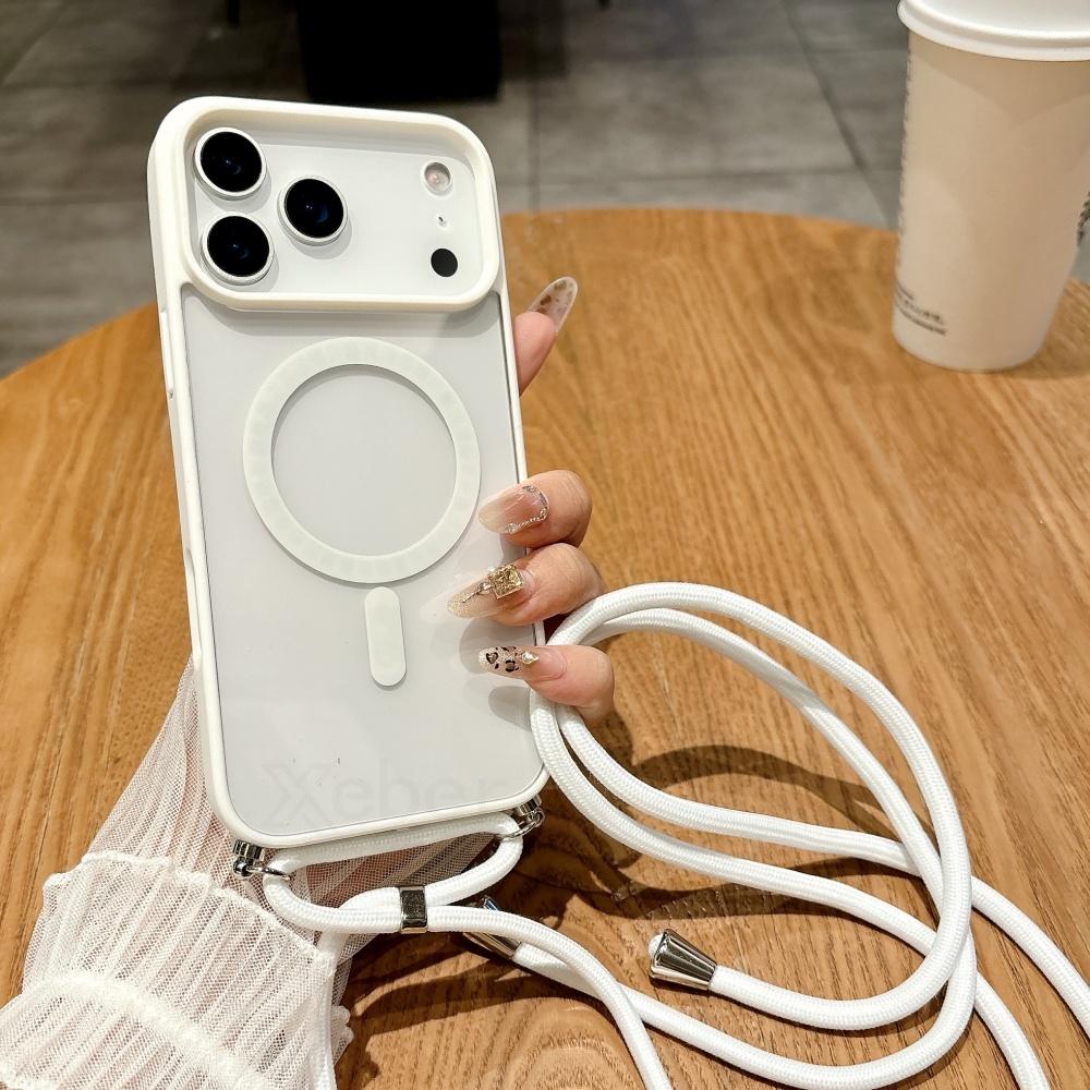 Strap Case For iPhone 17 16 15 14 13 12 11 Pro Max Plus For Magsafe Crossbody Lanyard Shockproof Magnetic Wireless Charge Cover