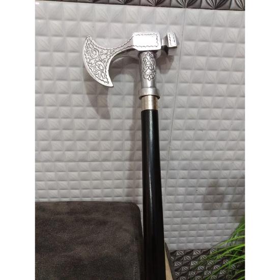 Starožitná viktoriánská mosazná rukojeť vycházkové hůlky Vintage dřevěná hůl