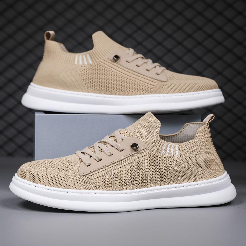 Men's shoes one pedal 2025 summer new mesh trend solid color single shoes breathable lazy work fly woven mesh shoes men