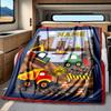 Construction Site With Trucks And Buildings Blanketcustomize Your Name Lightweight Comfortable And Stylish Blanket For Travel Bed Home Chair Office