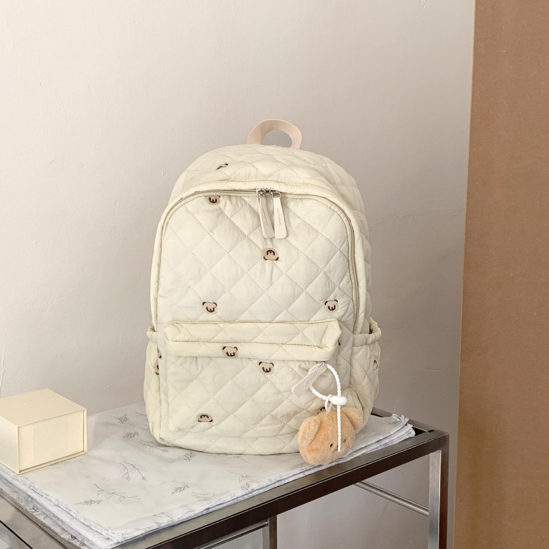 

Рюкзак из вышитой нитью ромбовидного узора, женская зимняя хлопковая сумка, японский милый школьный рюкзак для студенток колледжа, дорожная сумка большой вместимости