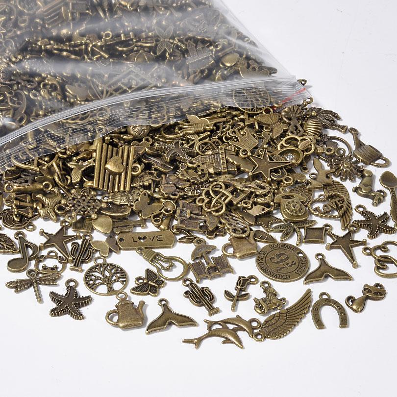 Ancient Bronze Color Metal Cute Charms For Jewelry Making Supplies Wings Animal Starfish Alloy Pendants Diy Bracelets Materials