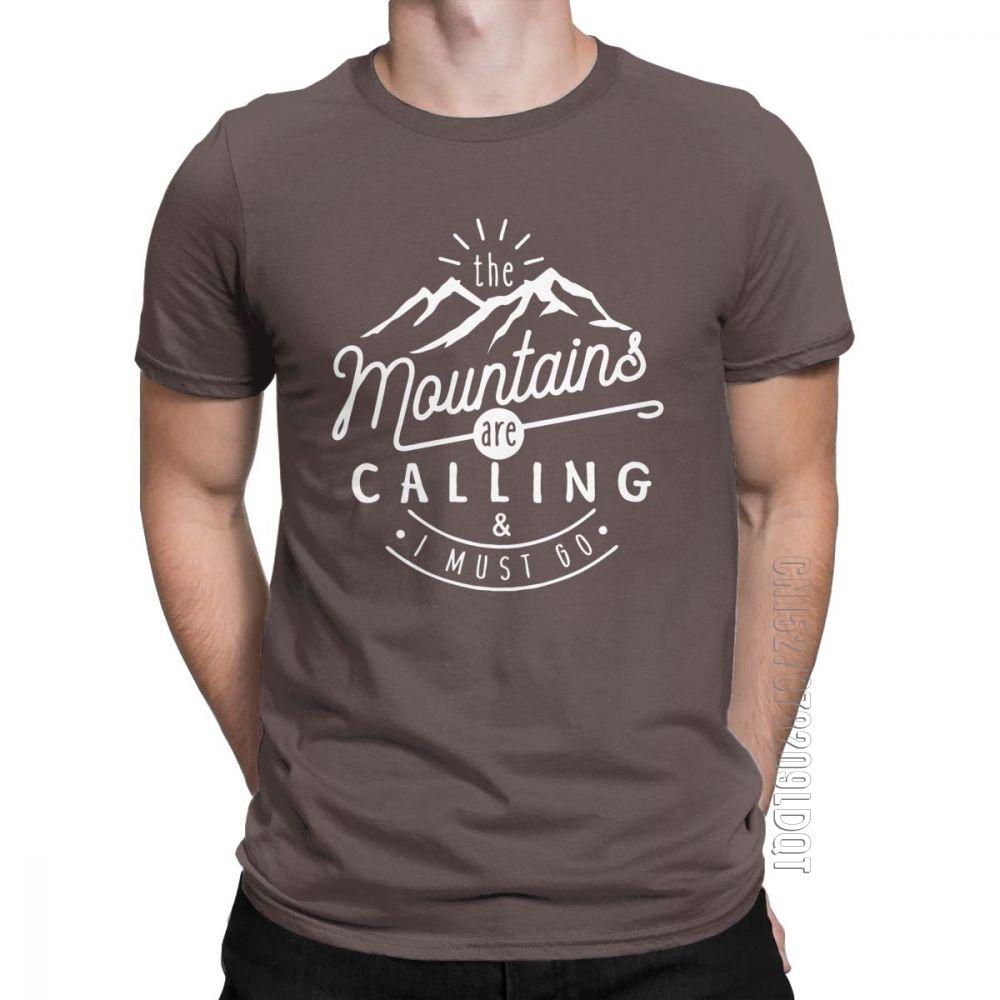 Men The Mountains Are Calling And I Must Go TShirt Hiking Climbing T Shirt Holiday Funny O Neck Clothes 100 Cotton Tees S