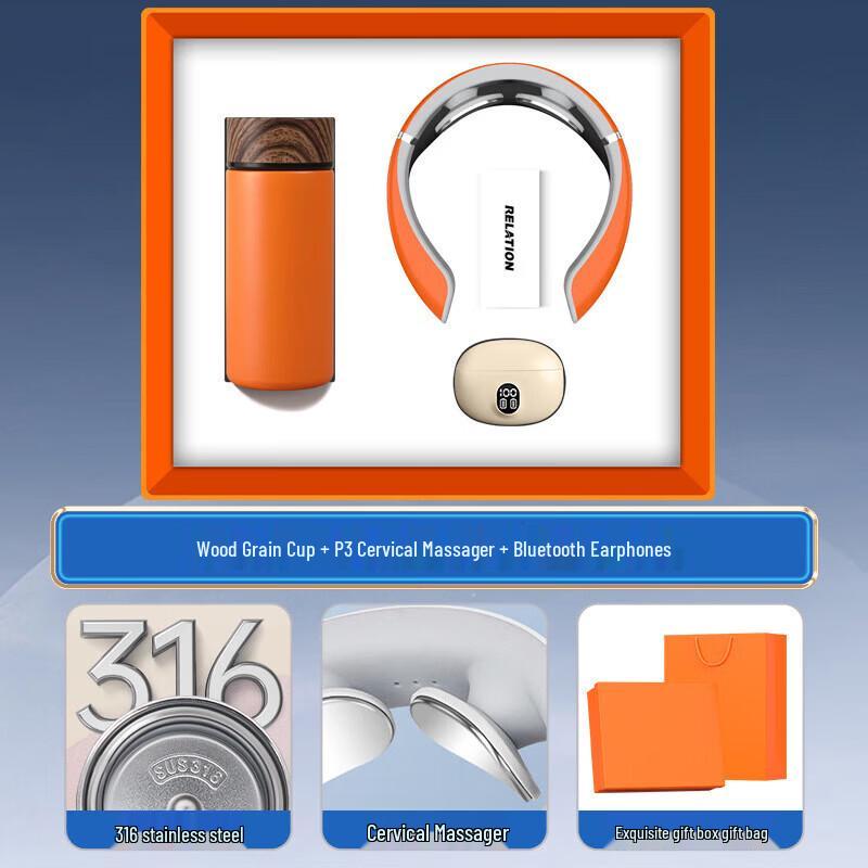 Smart Global 3-in-1 Gift Set: Insulated Cup, Massager & Bluetooth Earbuds