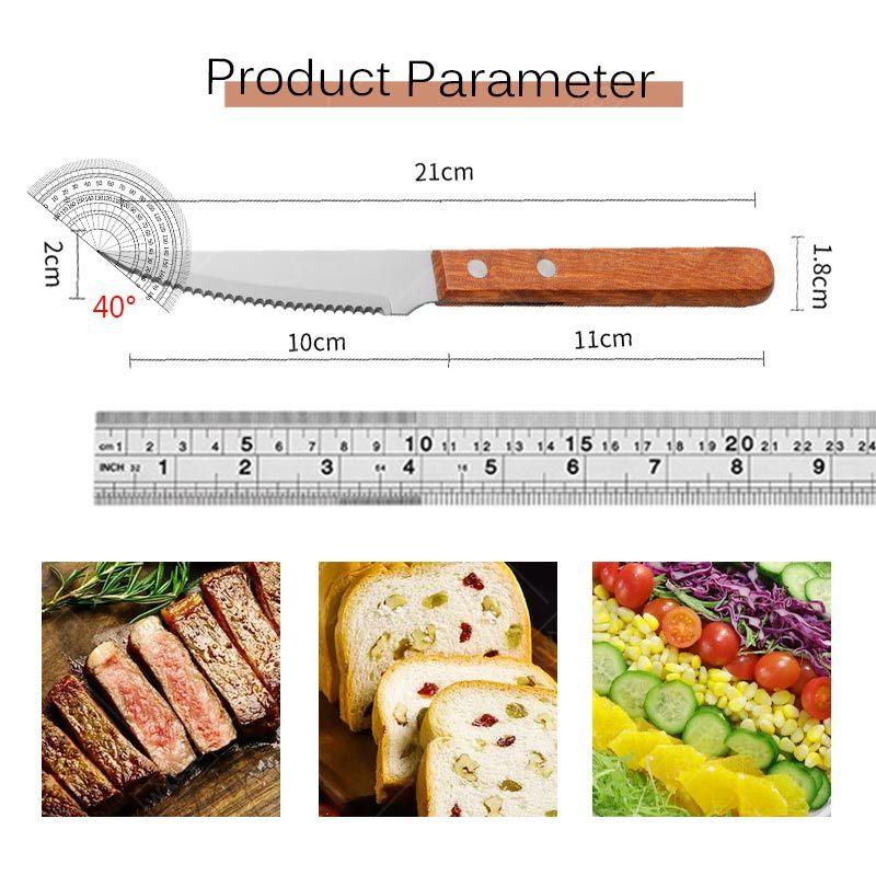 Professional Steak Knife Stainless Steel Barbecue Knife Fruit Vegetable Meat Boning Knives Peeling Cutting Knife Wooden Handle