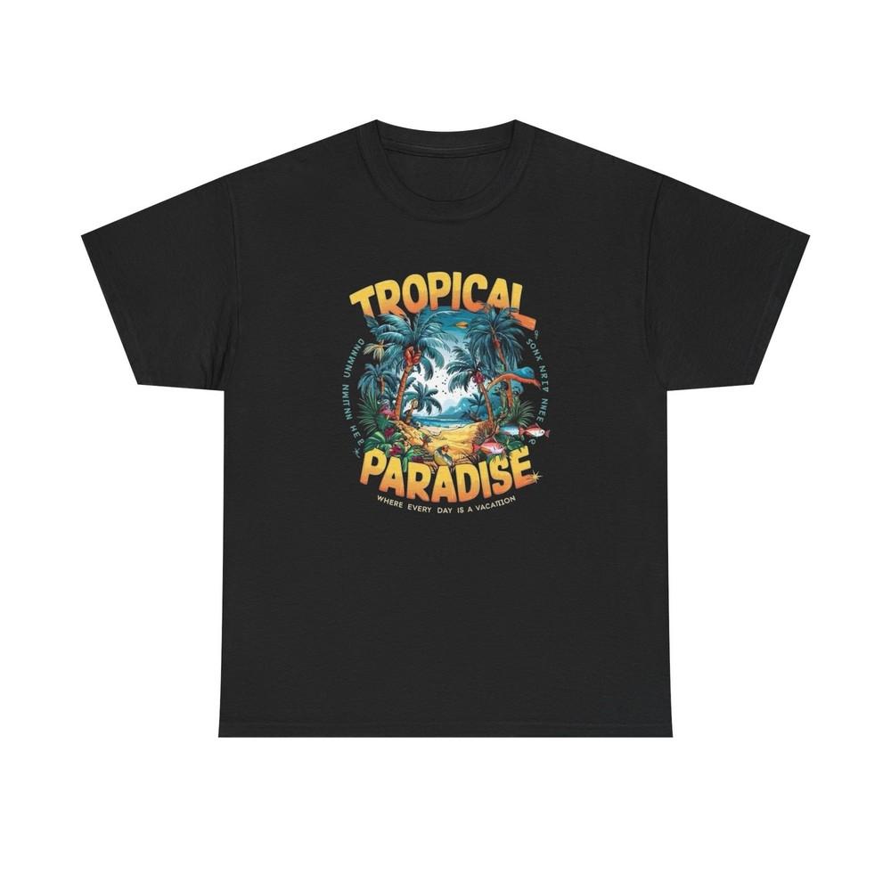 Tropical Paradise Graphic T-Shirt Unisex Heavy Cotton Tee NEW